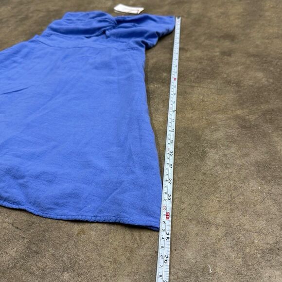 Blanco Royal blue 100% cotton linen strapless dress - Picture 8 of 8